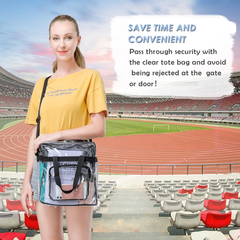 Clearworld Clear Bag Stadium Approved,Stadium Security Travel & Gym Clear Tote Bags,12"x 6"x12" - Image 2